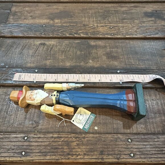 Folkart MIDWEST of CANNON FALLS Wood Hand carved Figurine Sheriff Cowboy Hat 11” - Picture 9 of 9